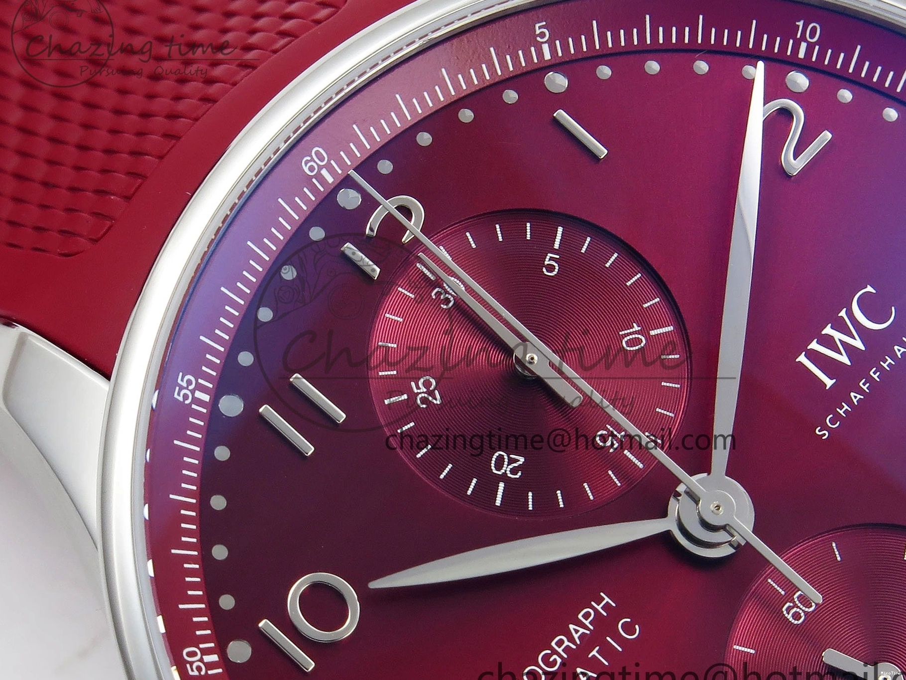 MIROTIME 0311 Reliable Portuguese Chrono IW3716 Z+F 1:1 Best Edition Red Dial on Red Rubber Strap A 7015